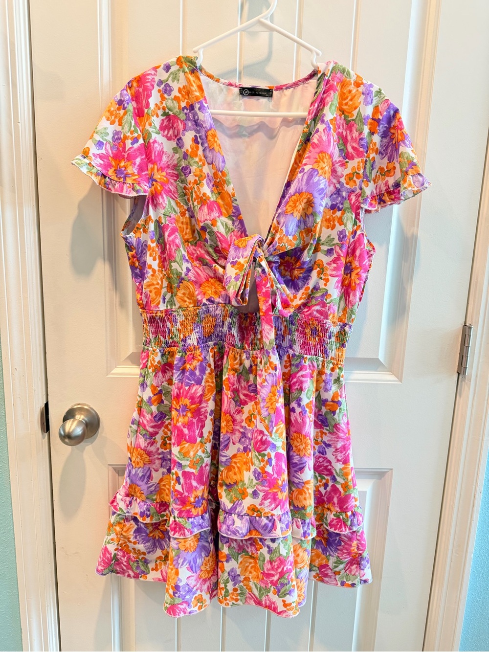PRETTYGARDEN Floral Mini Dress in Pink, Purple & Orange
